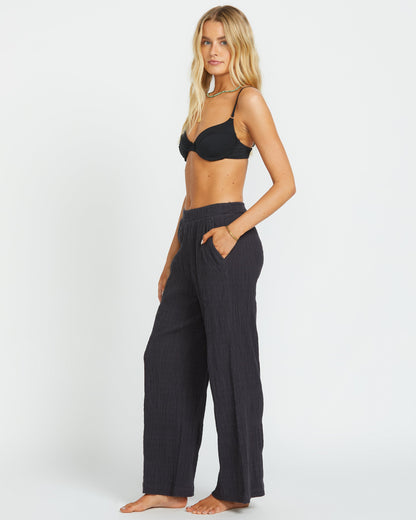 Sandy Shore Elastic Waist Pants - Black Sands