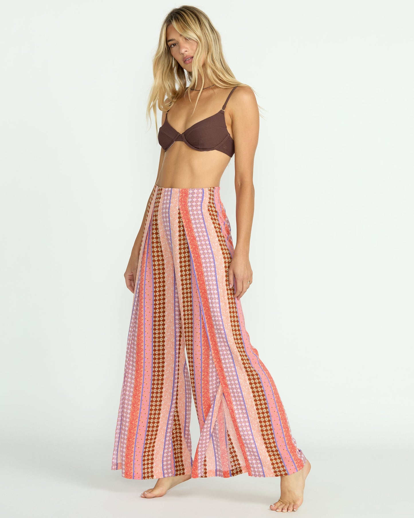 Split Spirit Elastic Waist Pants - Multi