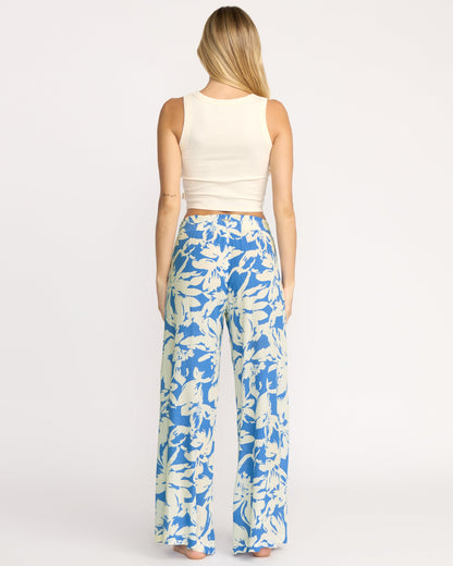 Split Spirit Elastic Waist Pants - True Blue