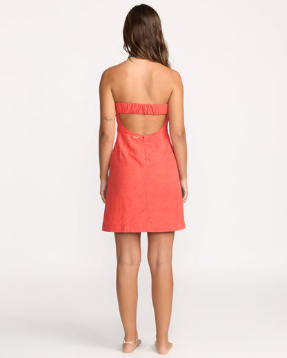 Bright Bloom Placket Dress - Hibiscus