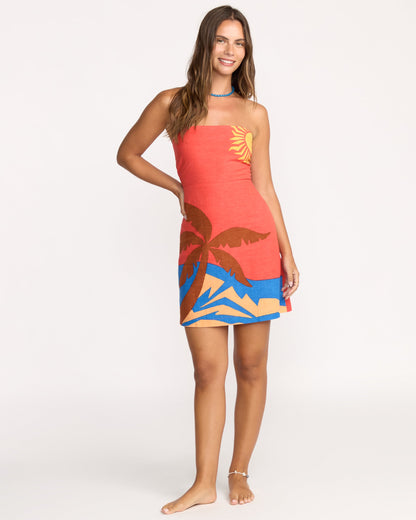 Bright Bloom Placket Dress - Hibiscus