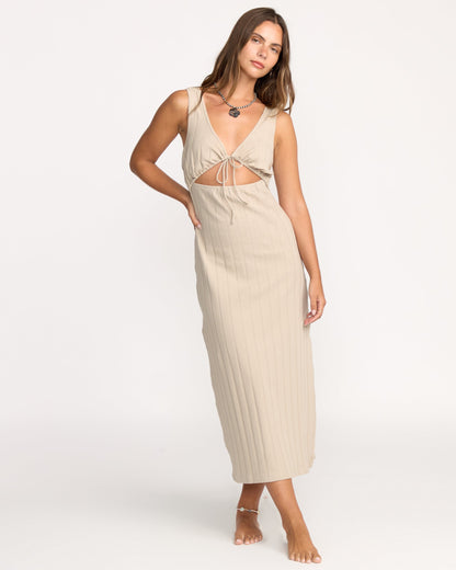 Slides Midi Knit Dress - Cobblestone