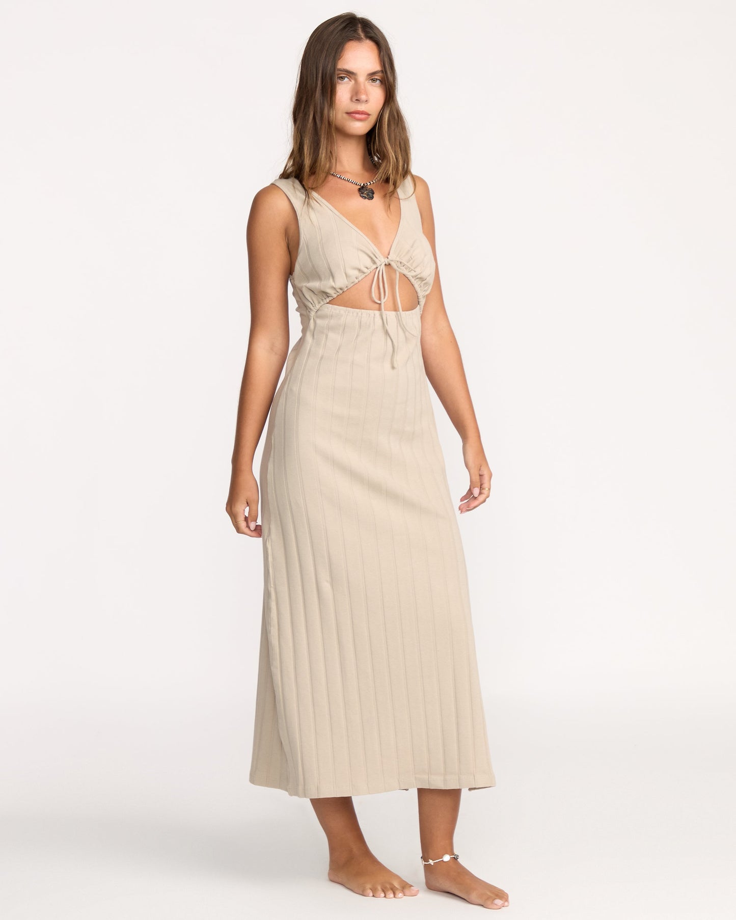 Slides Midi Knit Dress - Cobblestone