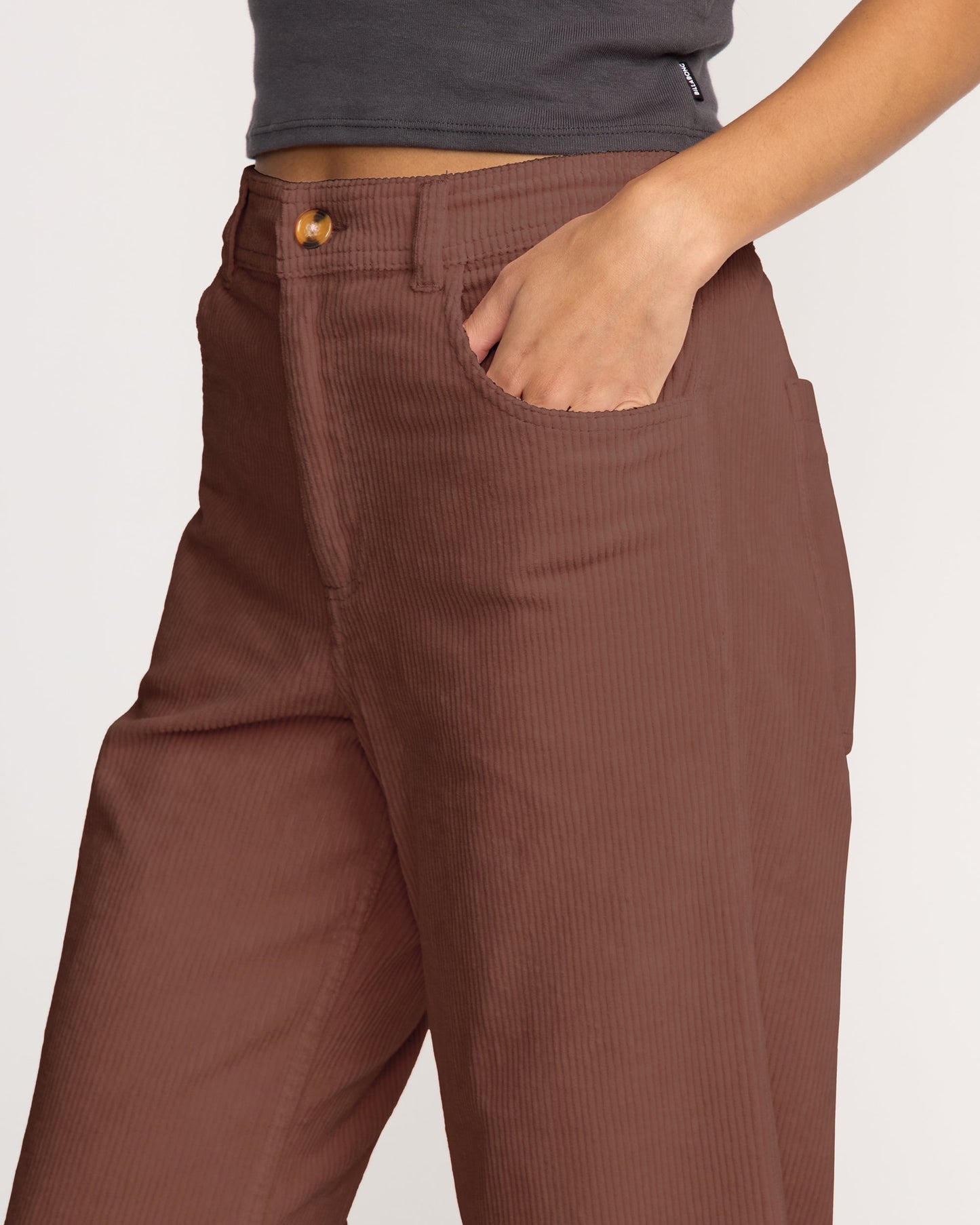 Free Fall High-Waist Cord Pants - Espresso
