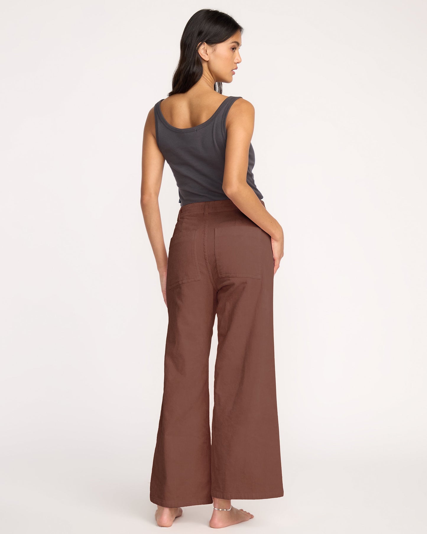Free Fall High-Waist Cord Pants - Espresso