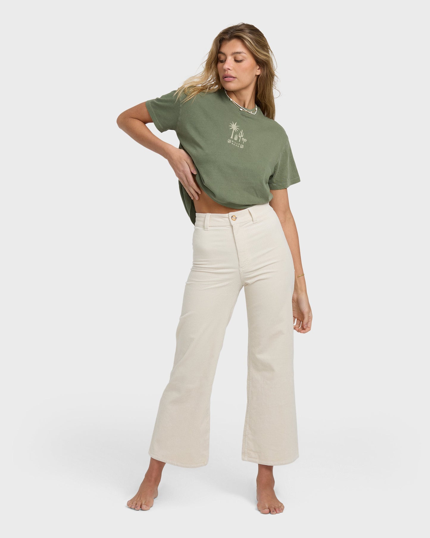 Free Fall High-Waist Cord Pants - Whitecap