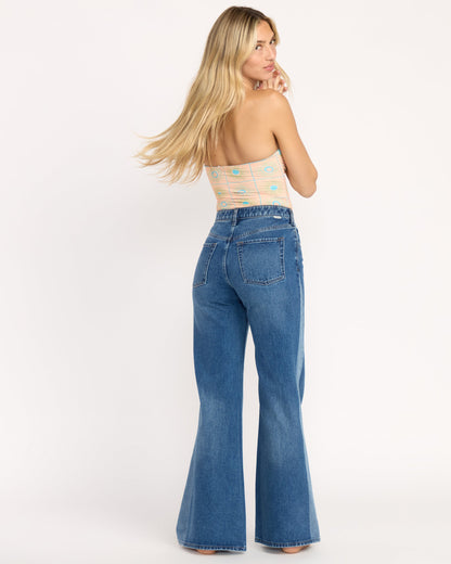Free Fall High-Waist Denim Pants - Middle Broken Blue