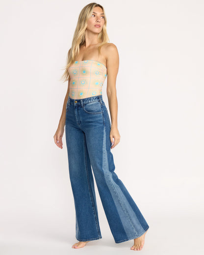 Free Fall High-Waist Denim Pants - Middle Broken Blue