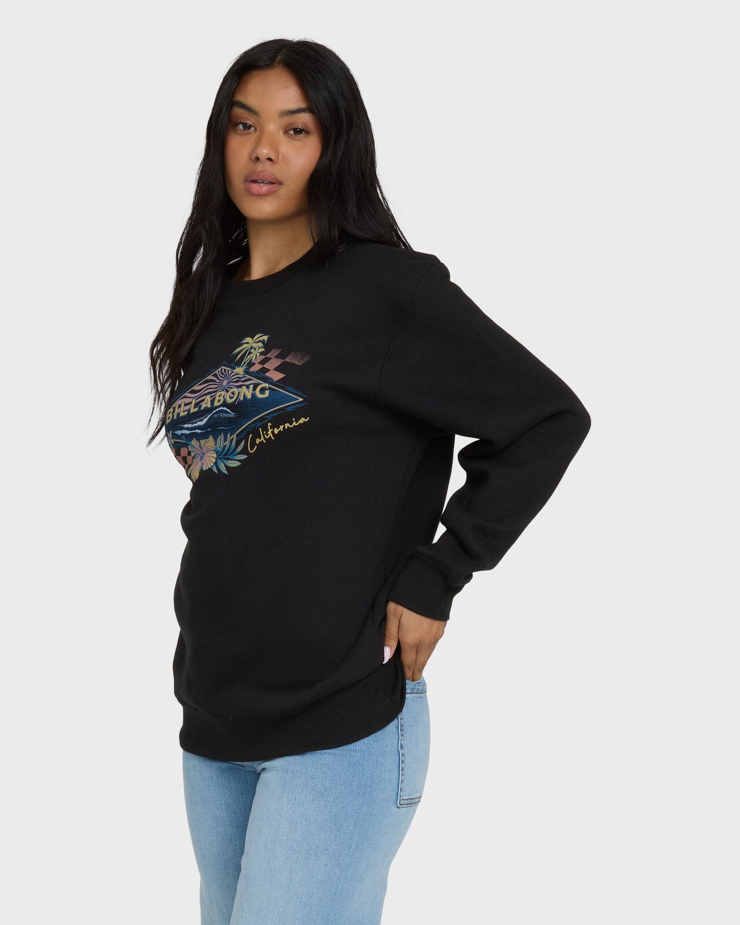 Surfing Solo California Crewneck Sweatshirt - Black