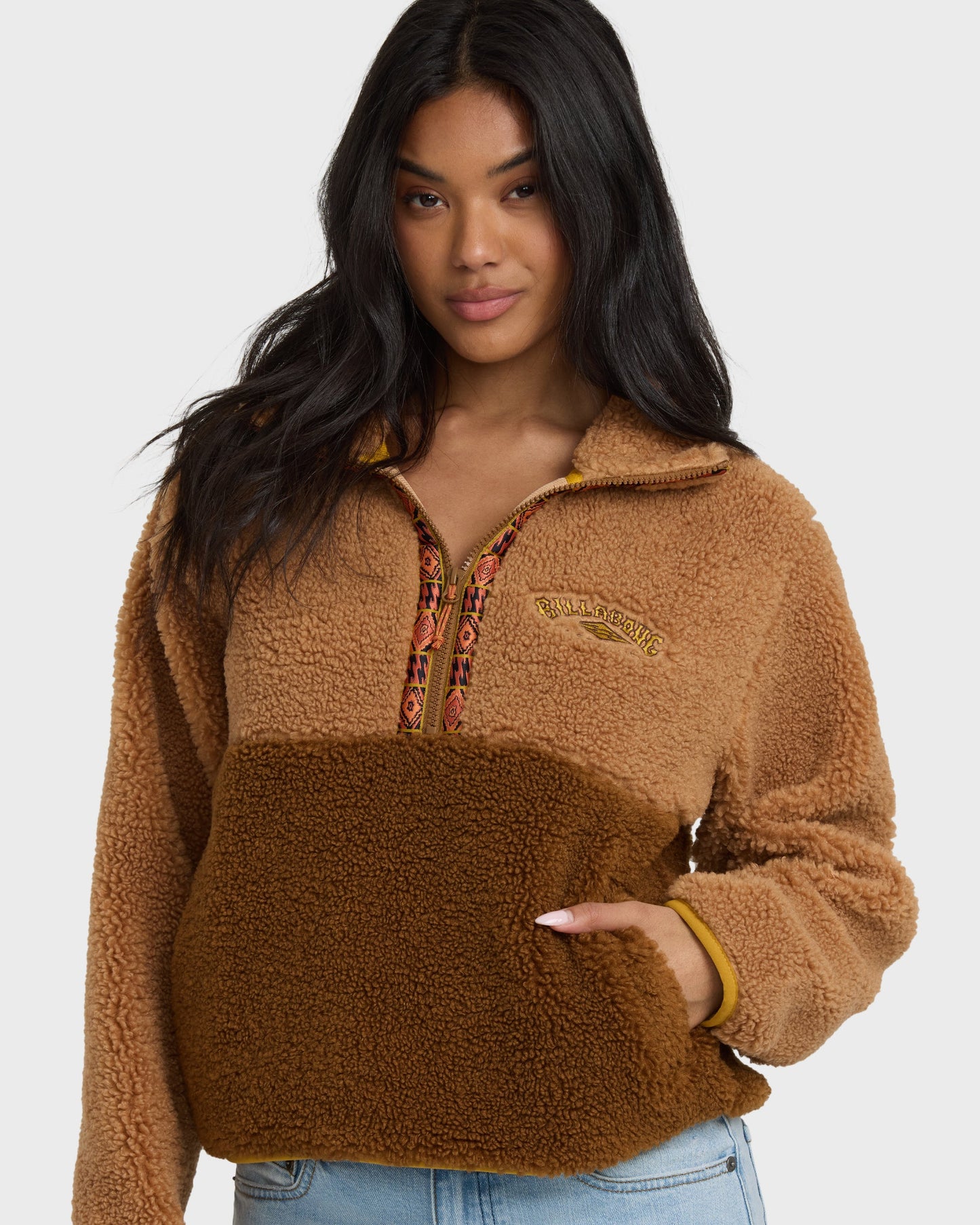 Horizon Mock Neck Half Zip Sweatshirt - Truffle