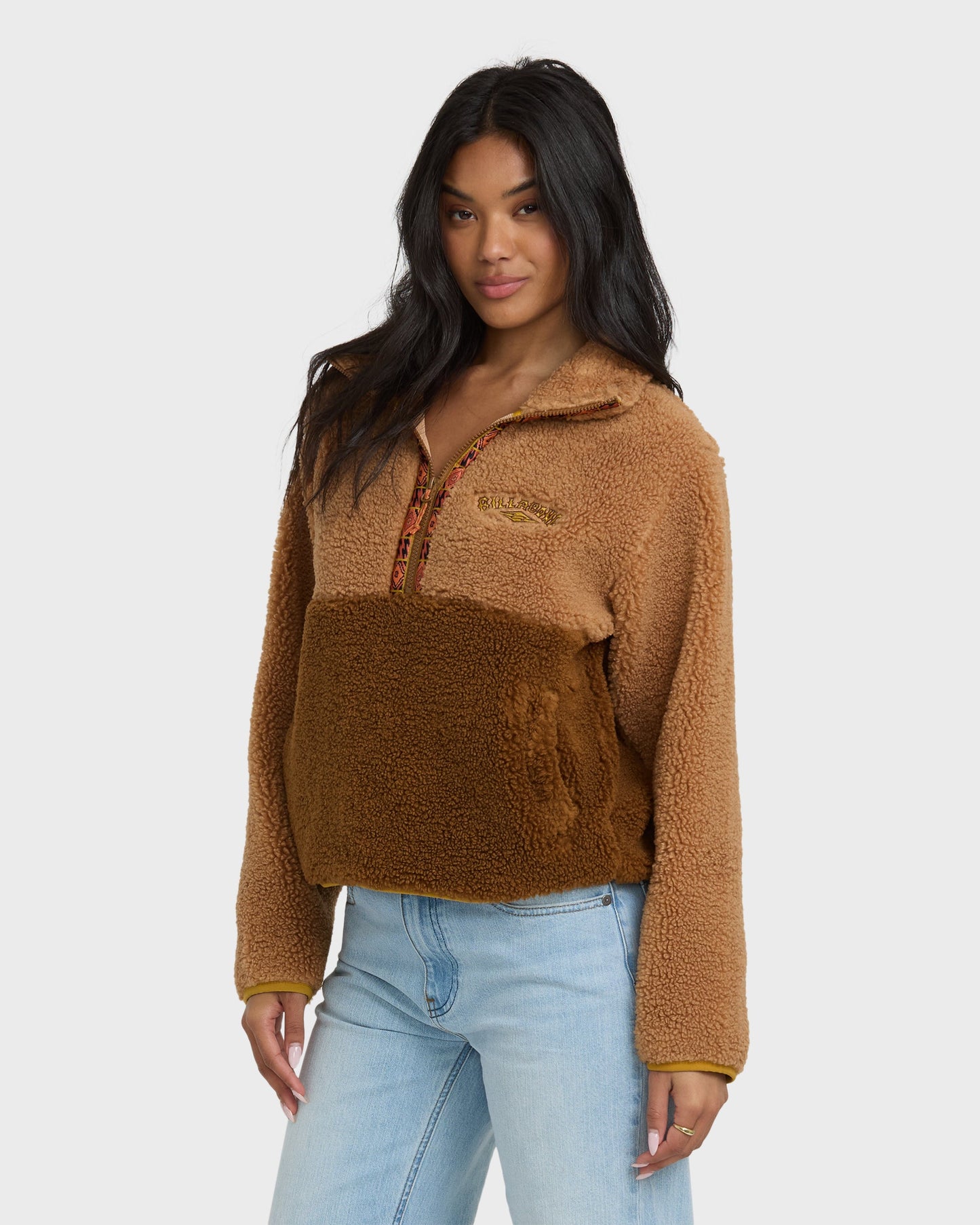 Horizon Mock Neck Half Zip Sweatshirt - Truffle