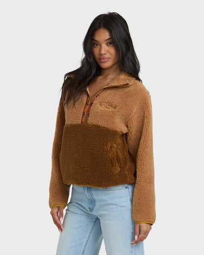 Horizon Mock Neck Half Zip Sweatshirt - Truffle