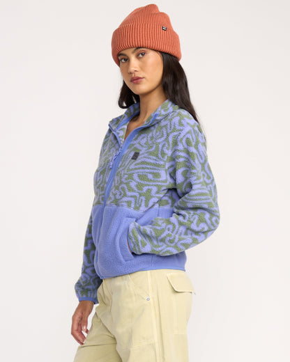 Rock Jetty Mock Neck Zip Sweatshirt - Iris