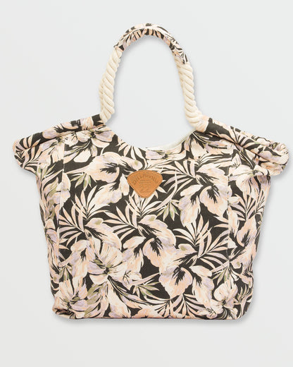 Rope Tote Bag - Black Floral