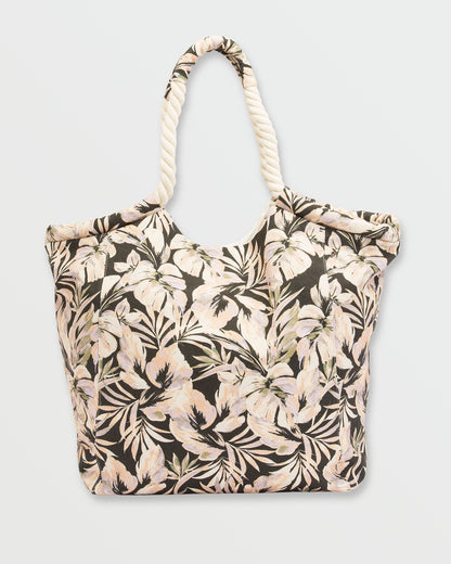 Rope Tote Bag - Black Floral