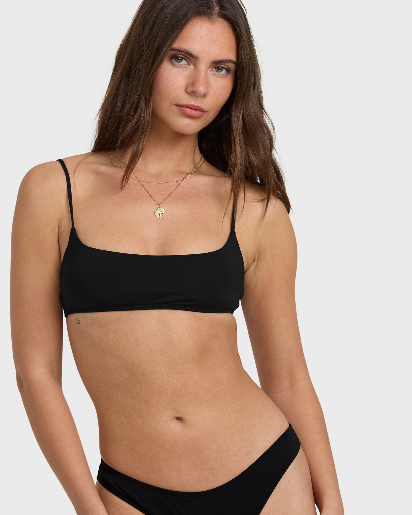 Sol Searcher Jaclyn Crop Bikini Top - Black Pebble