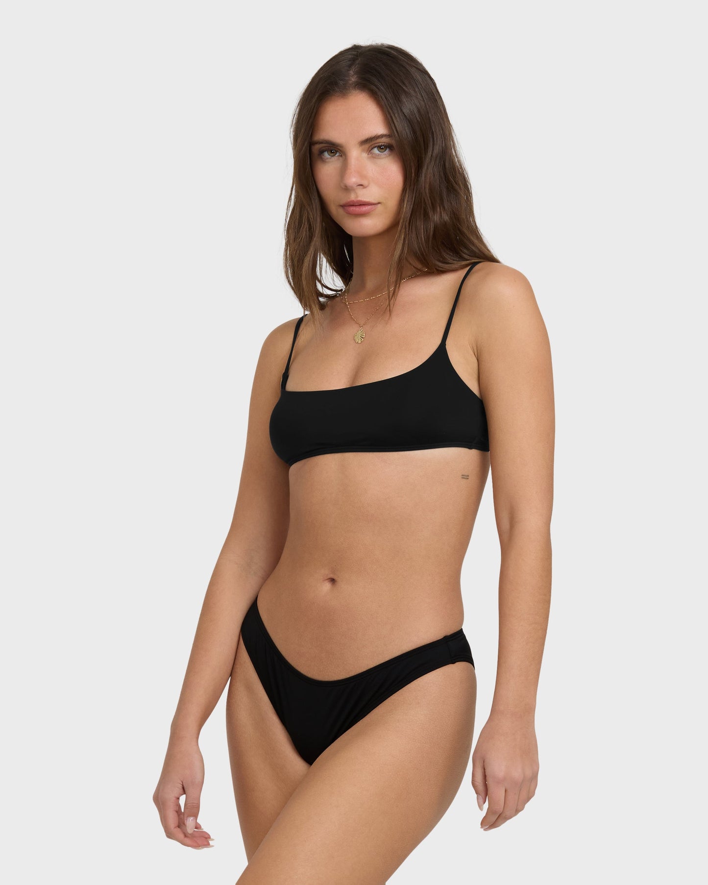 Sol Searcher Jaclyn Crop Bikini Top - Black Pebble
