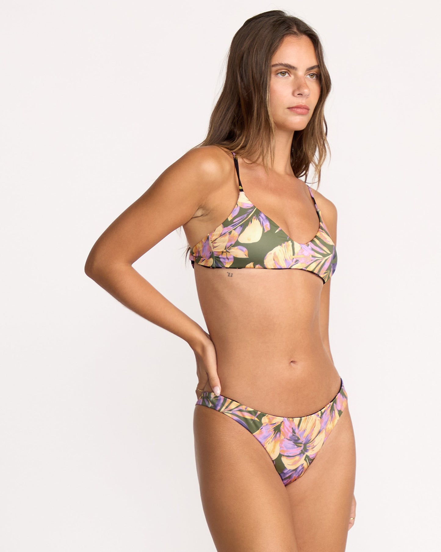 Drifting Coast Reversible V Bralette Bikini Top - Luv Army