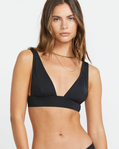 Sol Searcher Remi Plunge Bikini Top - Black Pebble