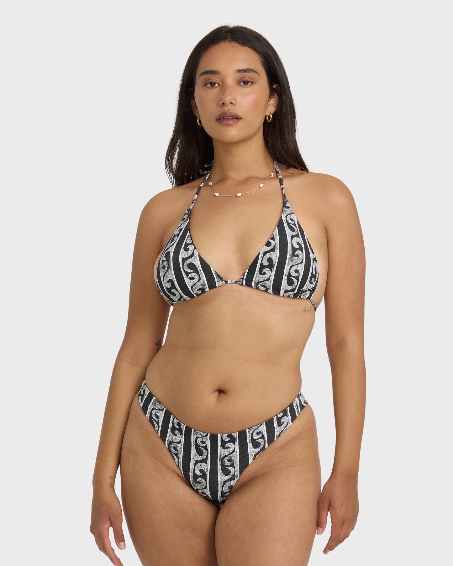 Wave Watcher Tanga Bikini Bottom - Black White