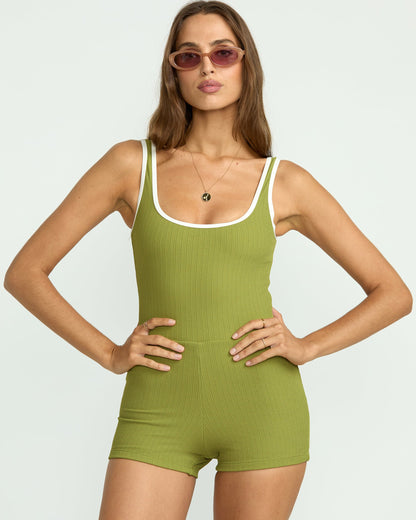 Sunrays Retro One-Piece Surf Suit - Ranger Green