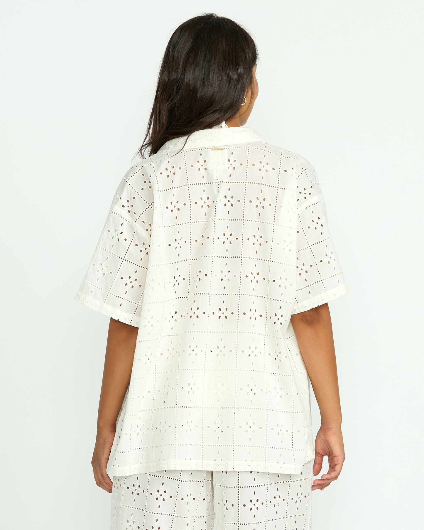 Eyelet Crush Beach Coverup Top - Salt Crystal
