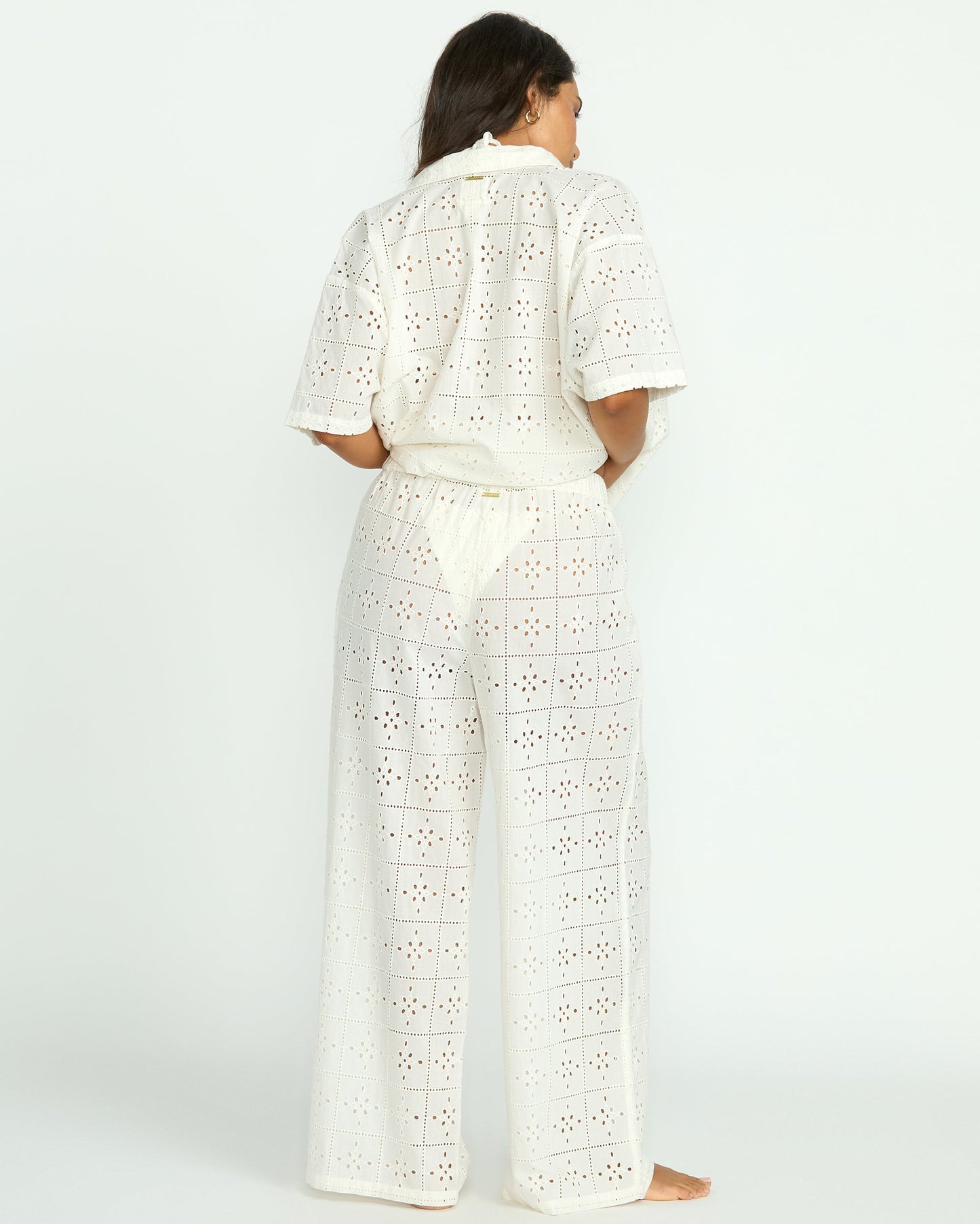 Eyelet Crush Beach Coverup Pants - Salt Crystal