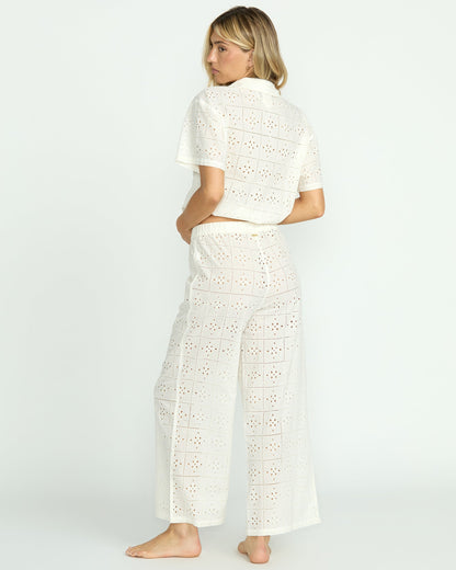 Eyelet Crush Beach Coverup Pants - Salt Crystal