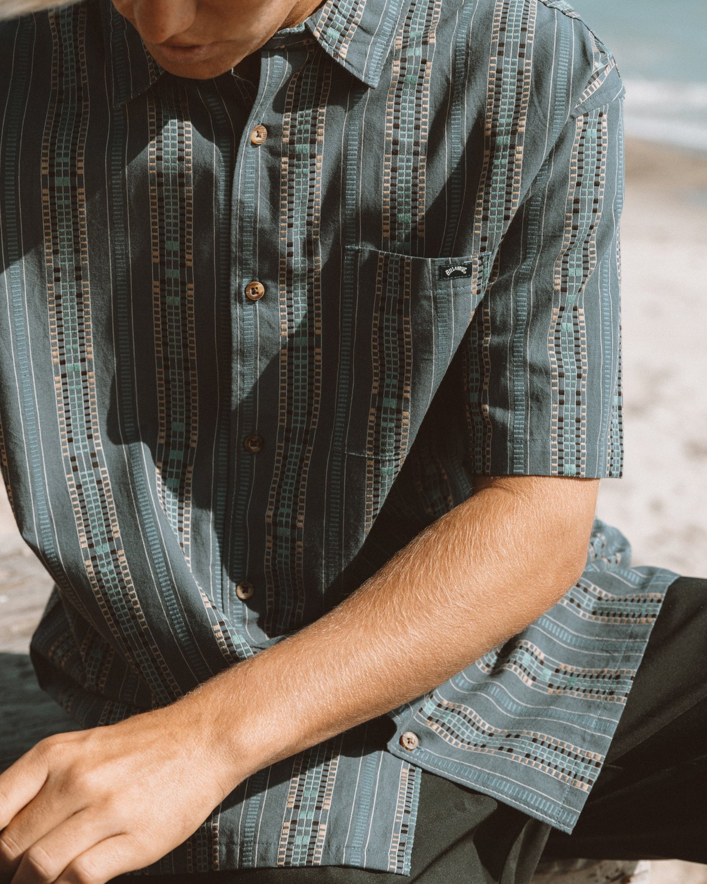 Sundays Jacquard Short Sleeve Shirt - Dark Navy