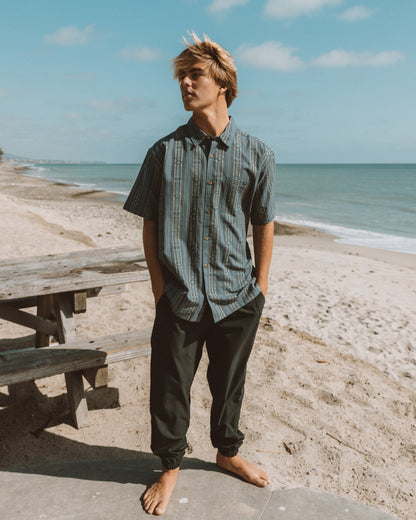 Sundays Jacquard Short Sleeve Shirt - Dark Navy