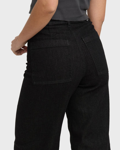 Free Fall High-Waist Pants - Black Rinse