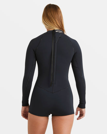2/2mm Spring Fever Natural Upcycler Flatlock Back Zip Long Sleeve Springsuit - Black