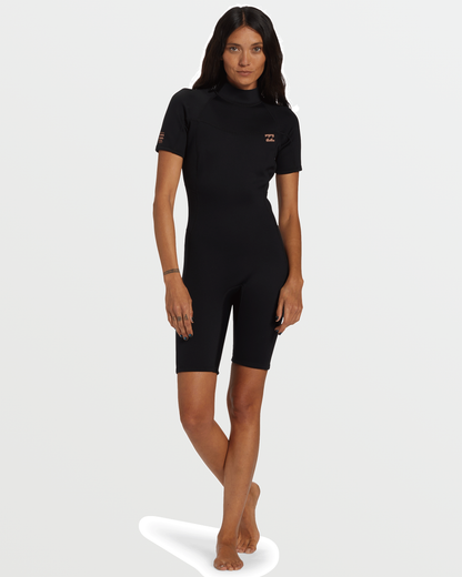 Foil Flatlock Short Sleeve Springsuit - Black