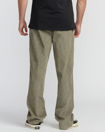 Larry Elastic Waist Corduroy Pants - Green Ash