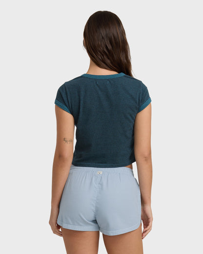 Road Trippin Elastic Waist Shorts - Washed Chambray